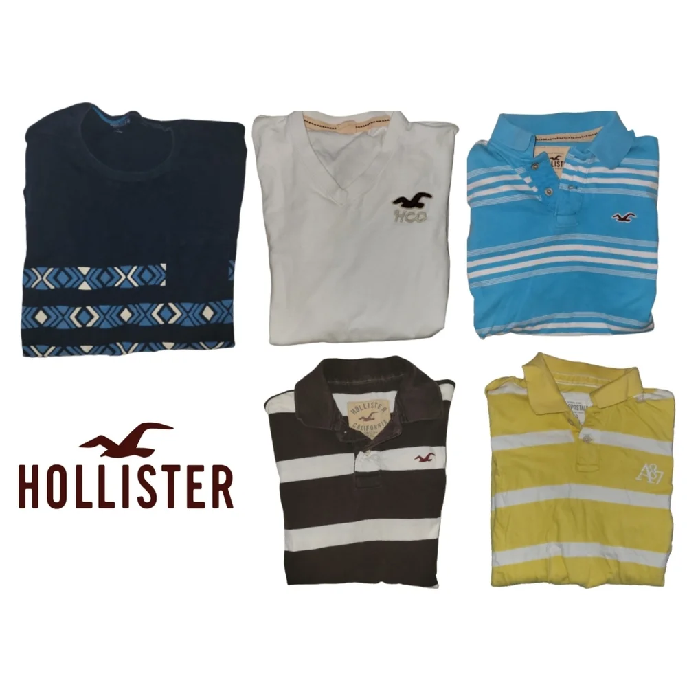 Hollister 5Pc Shirt Bundle Value Pack Short Sleeve TShirts/Polos Mens Size Large - Picture 1 of 14